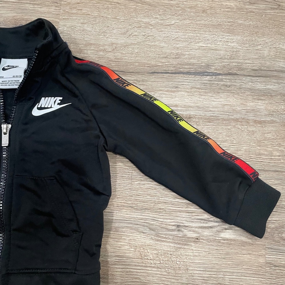 Nike Toddler Track Jacket Black Full Zip Multicolor Tape Logo 18M‎ - Picture 4 of 9